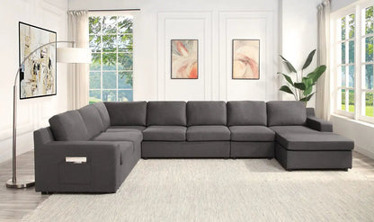 Waylon Sectional Sofa in dark gray fabric, stationary L-shaped with right chaise on Tampa Home & Garden Store