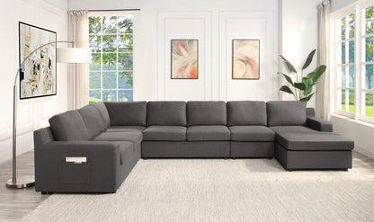 Waylon sectional sofa charcoal gray fabric, L-shaped, HouseOfZazla on Tampa Home & Garden Store