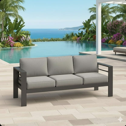 All Weather Patio Sofa and Plush Seat Cushions