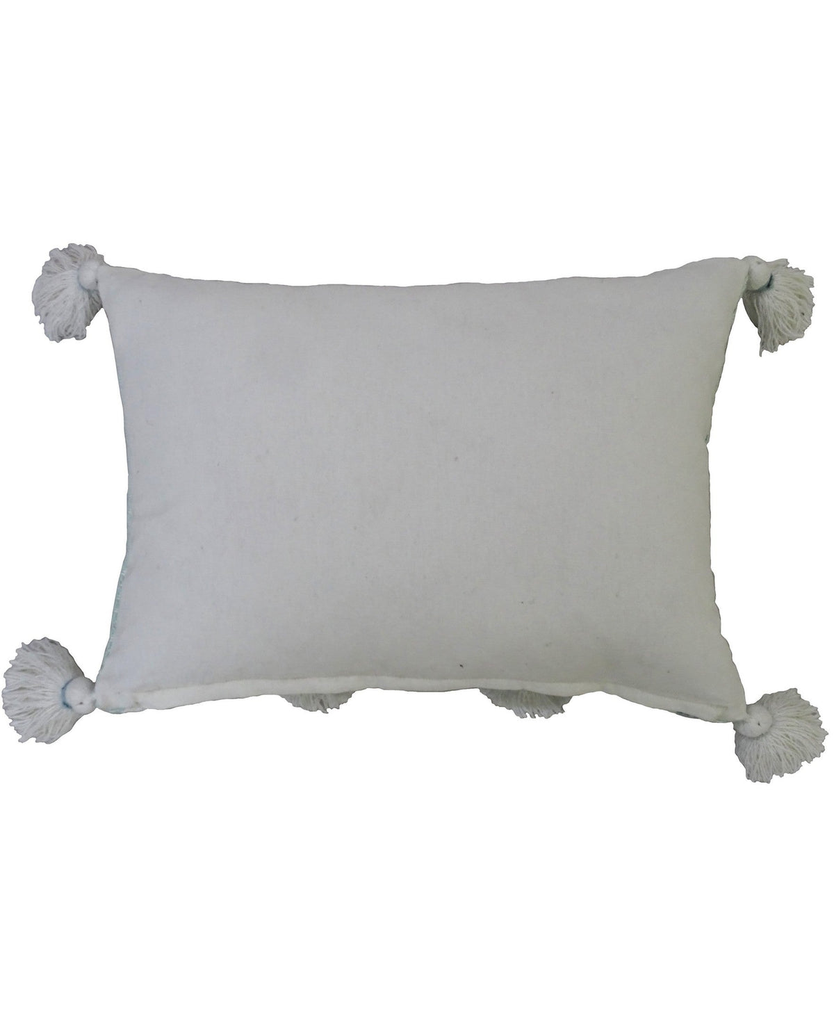 Vibhsa Throw Pillow 14x20 white/cream with large corner tassels on Tampa Home & Garden Store