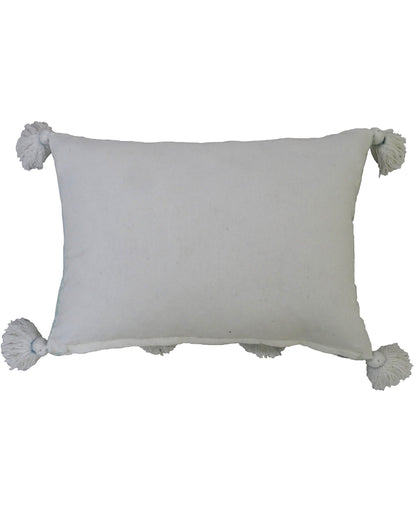 Vibhsa Throw Pillow 14x20 white/cream with large corner tassels on Tampa Home & Garden Store