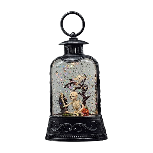 Lighted Waterglobe Lantern - Skeletons