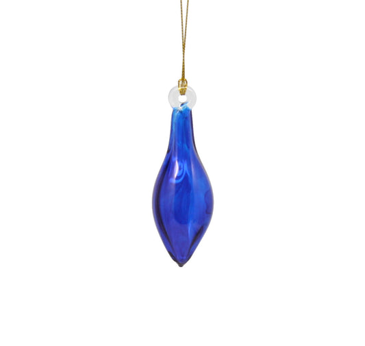 Blown Glass Teardrop Ornament - Cobalt - Mid Bulge - Tampa Home & Garden Store