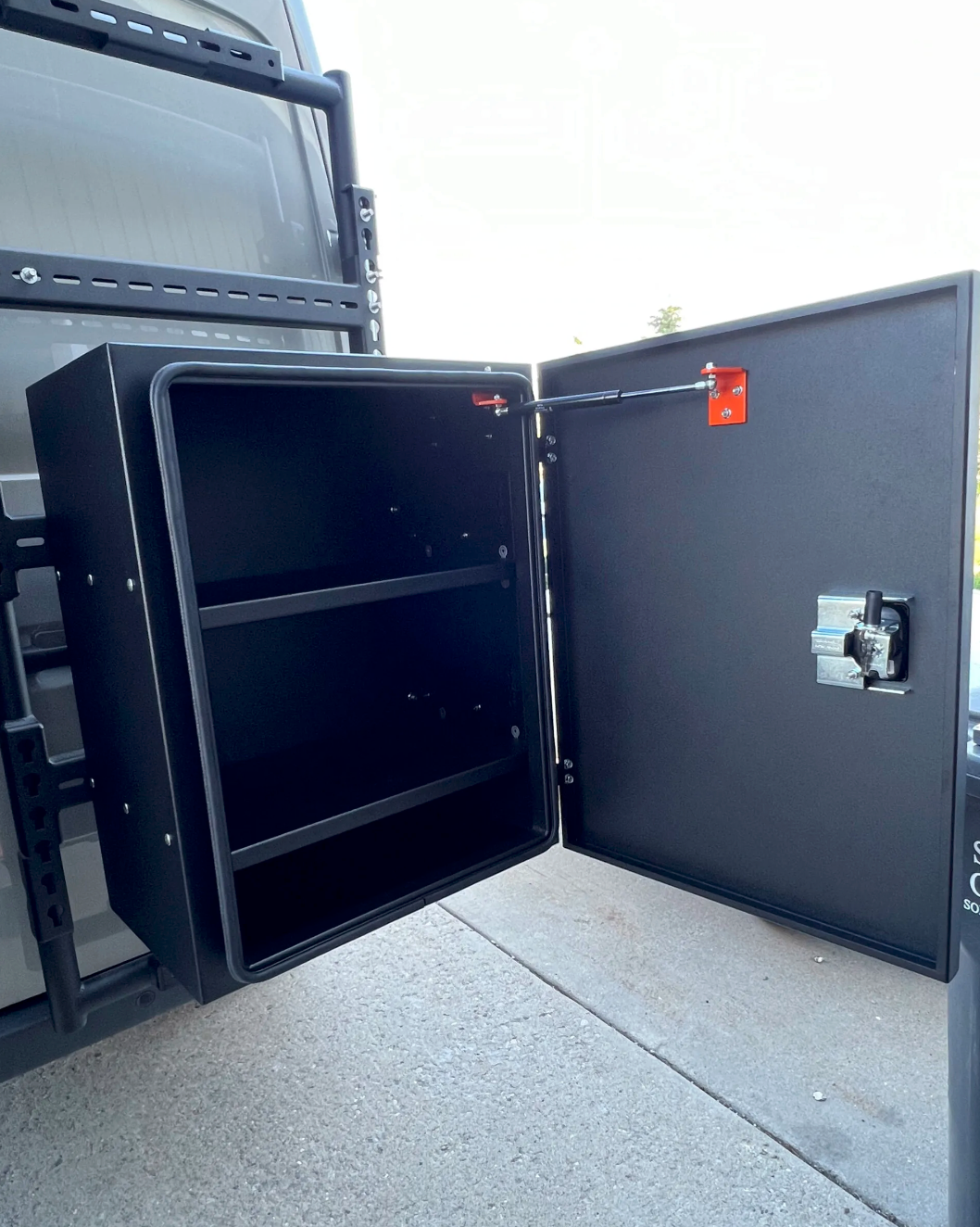 Avatar Kilo black storage box with shelves on vehicle rack by avatar offroad on Tampa Home & Garden Store