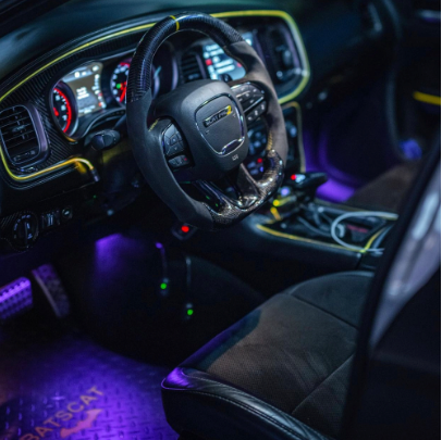 Color-Changing RGB Interior Dash Trim Ambient Lighting Kit for car with purple LEDs under dash on Tampa Home & Garden Store