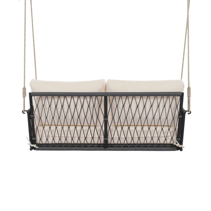 Beige Outdoor Swing Sofa with Soft Cushions