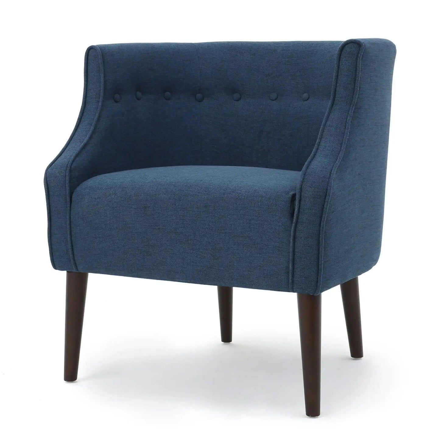 Contemporary upholstered club chair navy fabric tufted with wood legs HouseOfZazla on Tampa Home & Garden Store