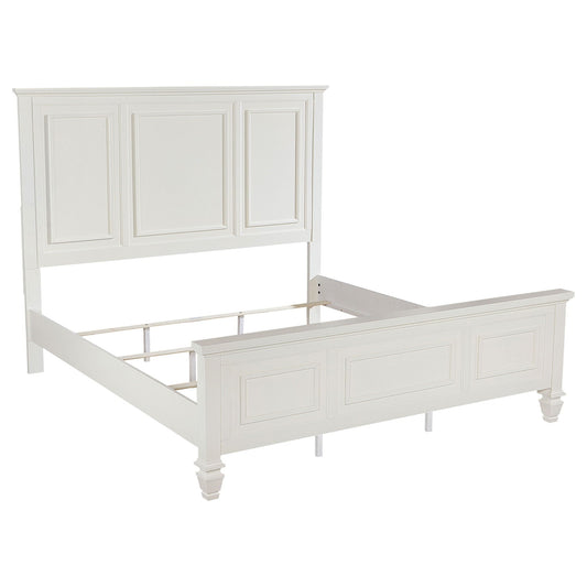 Chelema Eastern King Panel Bed cream white by HouseOfZazla panel bed frame on Tampa Home & Garden Store