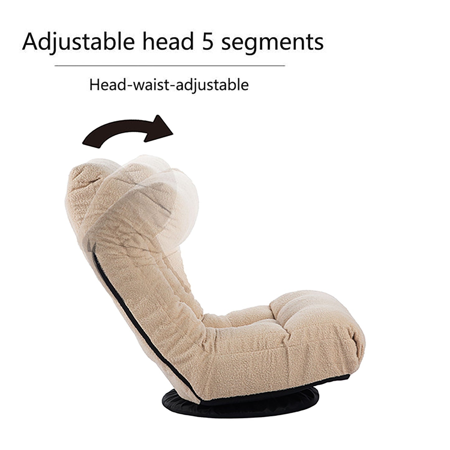Reclining floor chair by HouseOfZazla in beige plush fabric with metal frame on Tampa Home & Garden Store