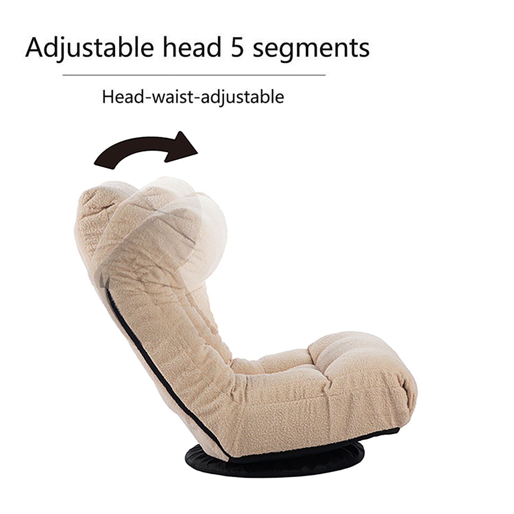 Reclining floor chair by HouseOfZazla in beige plush fabric with metal frame on Tampa Home & Garden Store