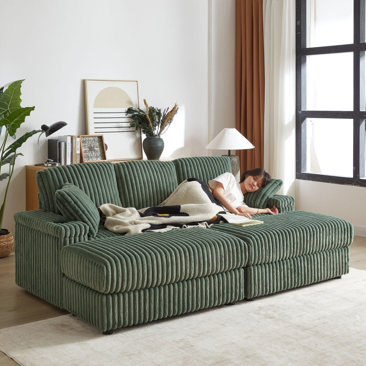 3 Seater Sofa With 2 Ottomans and Storage