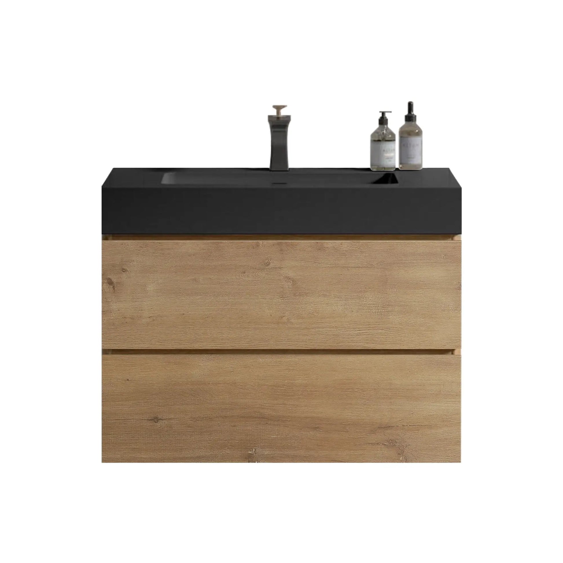 Alice natural oak floating vanity with sink, black countertop, Unique Piece Furniture on Tampa Home & Garden Store