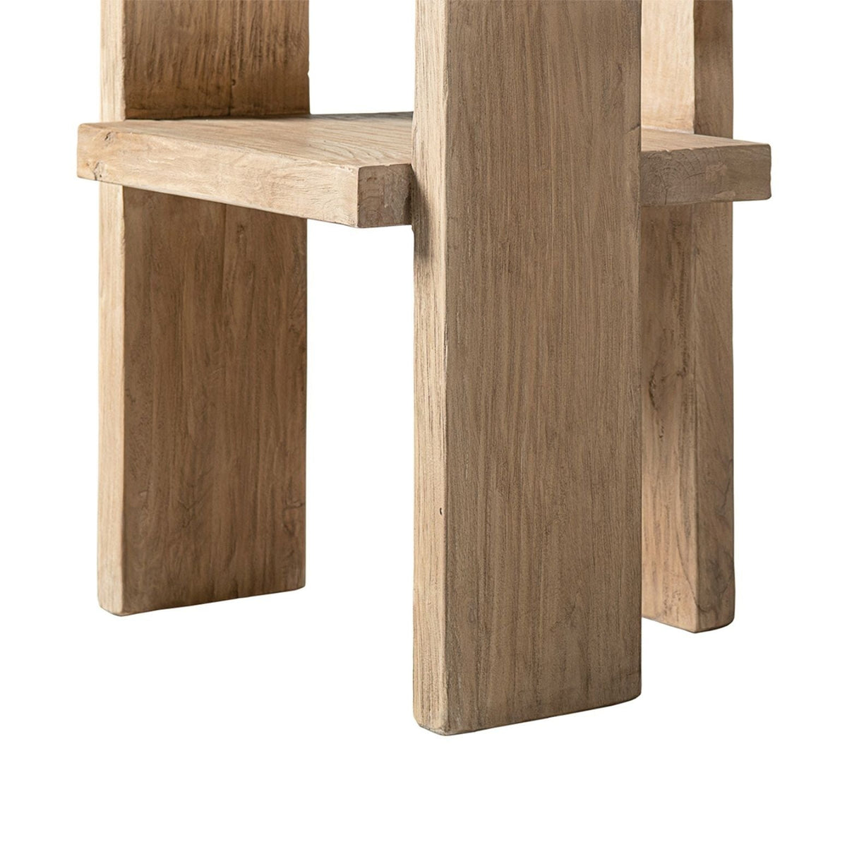 Sculptural block accent chair with reclaimed elm construction in brown finish on Tampa Home & Garden Store