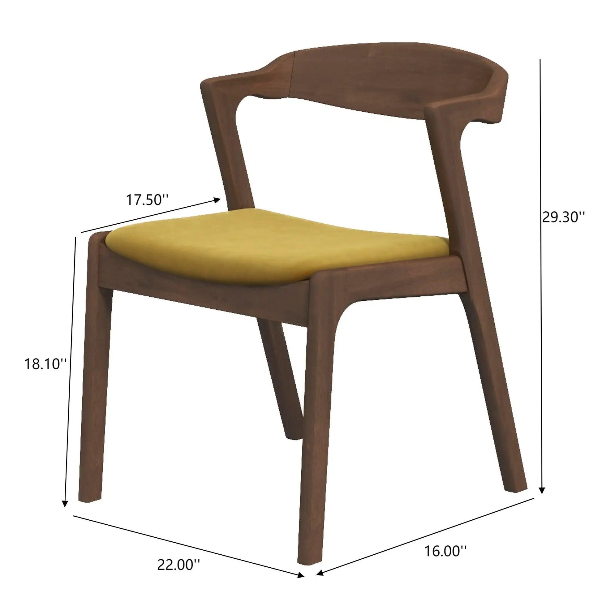 Dakota Mid-Century Dining Chair set of 2, frame with yellow cushion by Unique Piece Furniture on Tampa Home & Garden Store