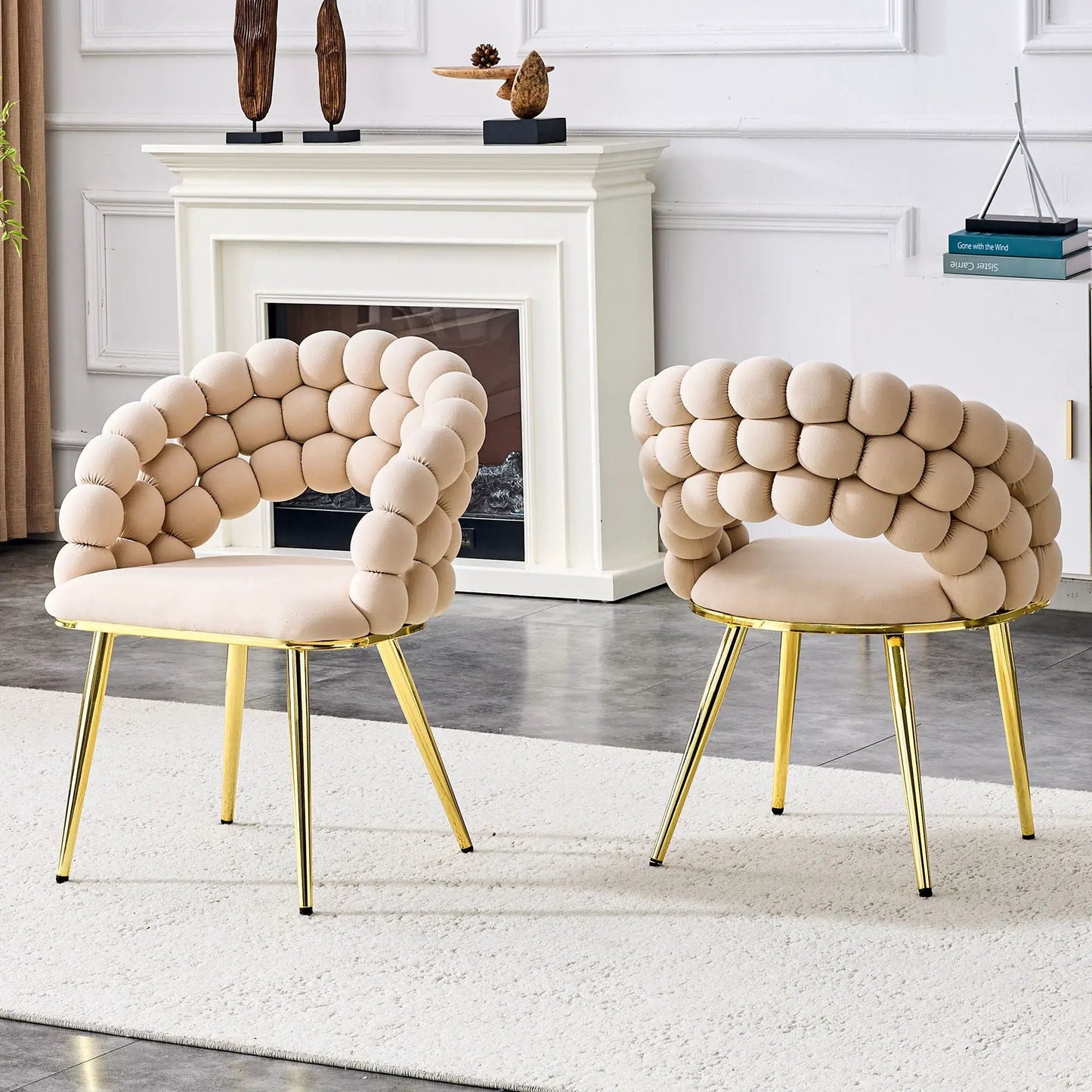 Puffy Bubble Ball Chain Dining Chairs Set of 2