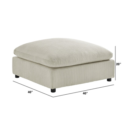 Chelsea Upholstered Ottoman with Removable Covers beige ribbed fabric by HouseOfZazla 40x40 in on Tampa Home & Garden Store