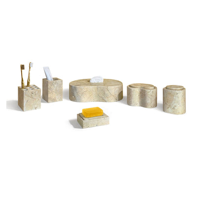 Elegant marble bathroom set with gold toothbrush holders by HouseOfZazla Organza on Tampa Home & Garden Store