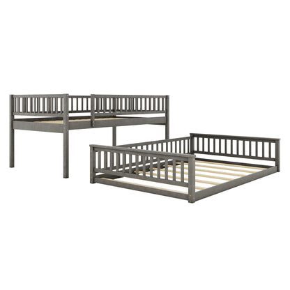 Bunk Bed With Ladder And Guardrails, gray metal frame, HouseOfZazla bunk bed, 2 units on Tampa Home & Garden Store
