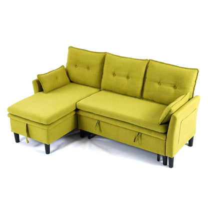 L-shaped reversible chaise sleeper sectional in lime green fabric with storage by Unique Piece Furniture on Tampa Home & Garden Store