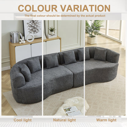 Curved Sectional Sofa by HouseOfZazla in dark gray textured fabric with oversized cushions on Tampa Home & Garden Store
