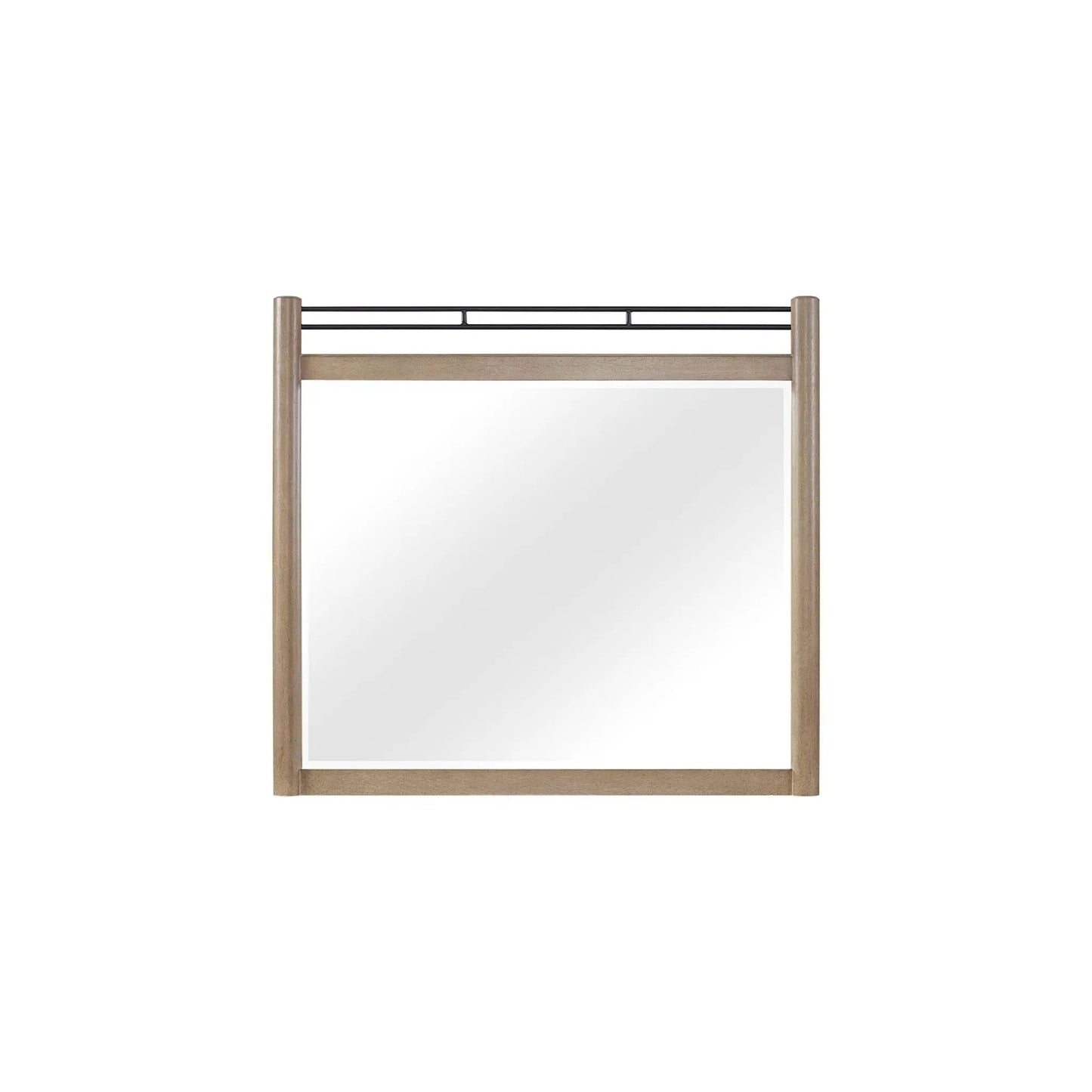 Poster Mirror Sand Finish Beveled Glass and Wood