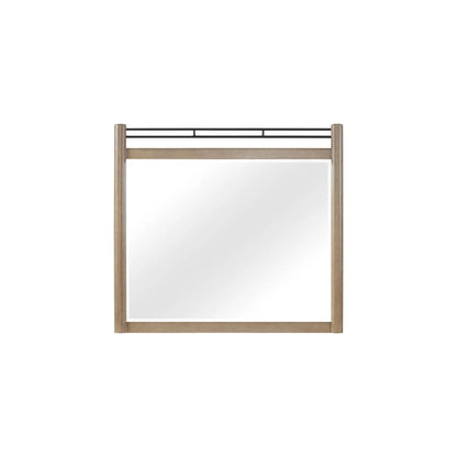 Poster Mirror Sand Finish Beveled Glass and Wood
