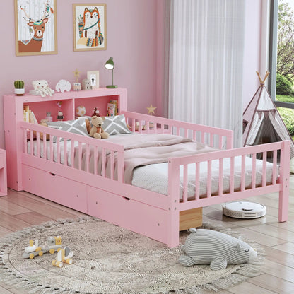 Bed With Headboard Storage and Under Bed Drawers
