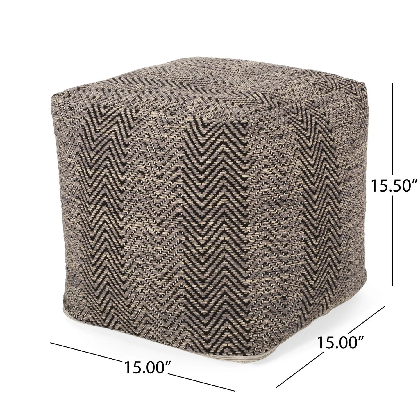 Barracuda Handcrafted Cotton Pouf with Chevron