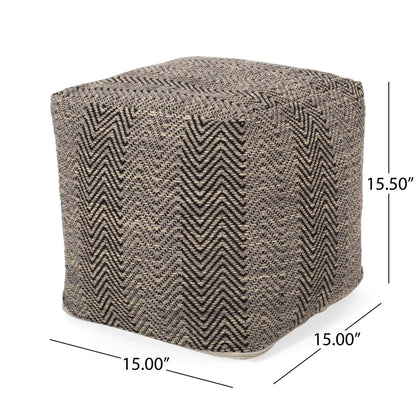 Barracuda Handcrafted Cotton Pouf with Chevron