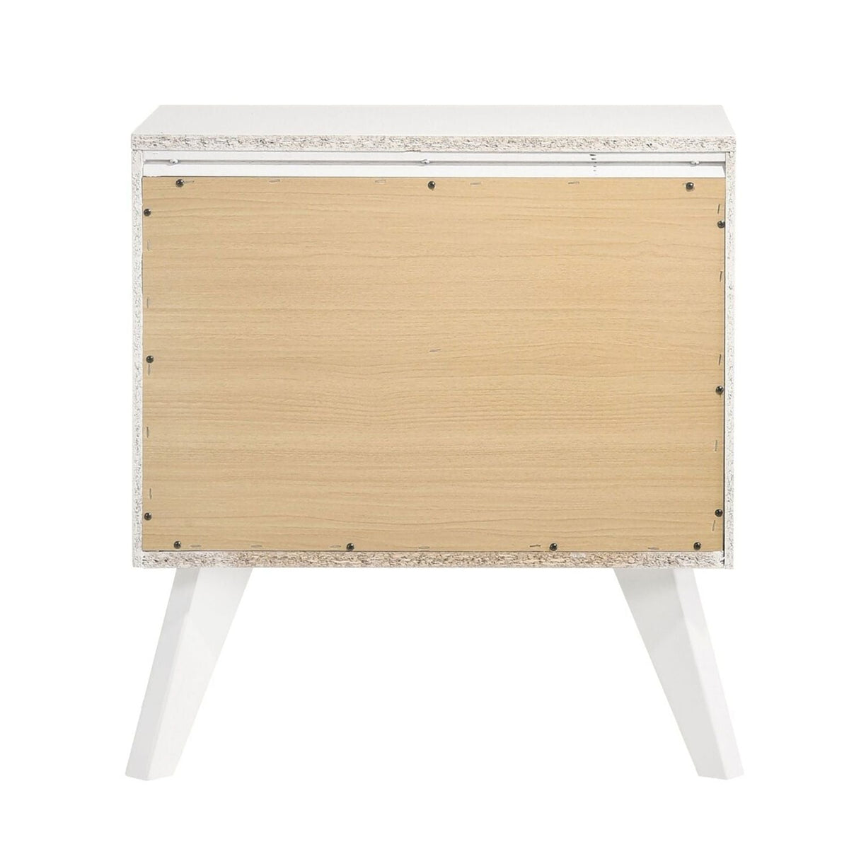 HouseOfZazla 3 Piece Bedroom Set white frame with light wood panels and angled legs on Tampa Home & Garden Store