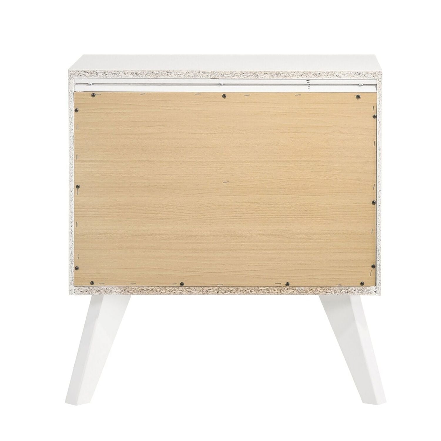 HouseOfZazla 3 Piece Bedroom Set white frame with light wood panels and angled legs on Tampa Home & Garden Store