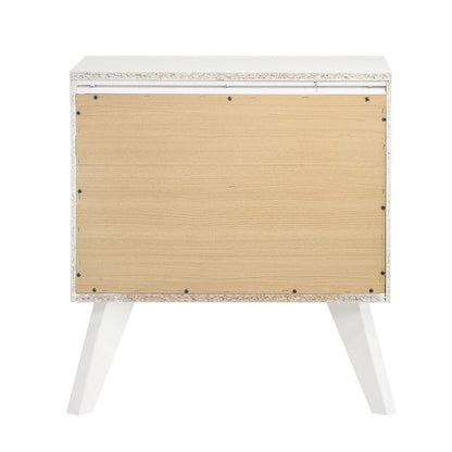 HouseOfZazla 3 Piece Bedroom Set white frame with light wood panels and angled legs on Tampa Home & Garden Store