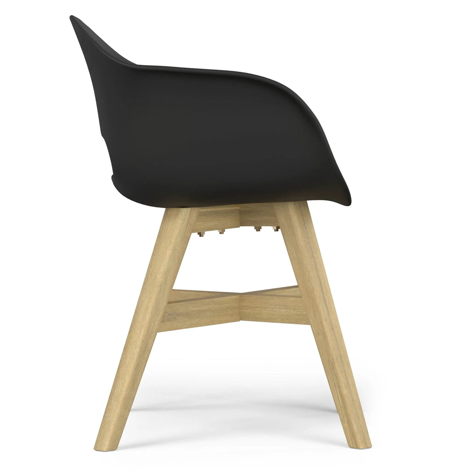 Kona outdoor dining chair in black plastic with natural wood legs by Unique Piece Furniture on Tampa Home & Garden Store