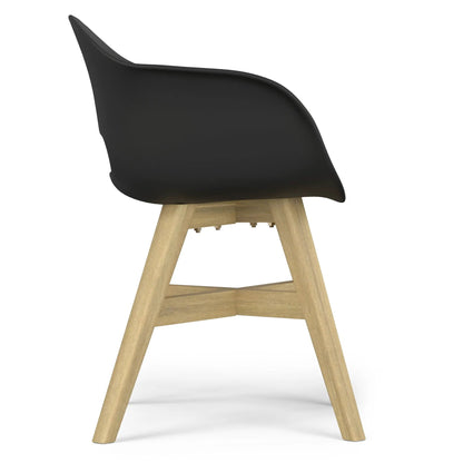 Kona outdoor dining chair in black plastic with natural wood legs by Unique Piece Furniture on Tampa Home & Garden Store