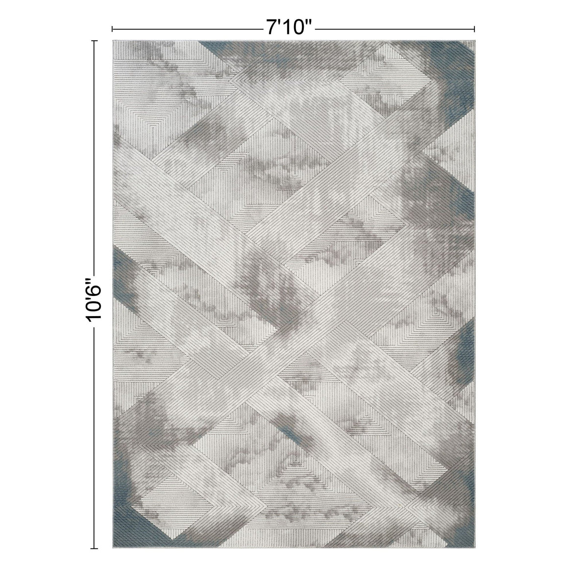 Modern Geometric Area Rug ivory gray with subtle blue accents by HouseOfZazla 7ft10in x 10ft6in on Tampa Home & Garden Store