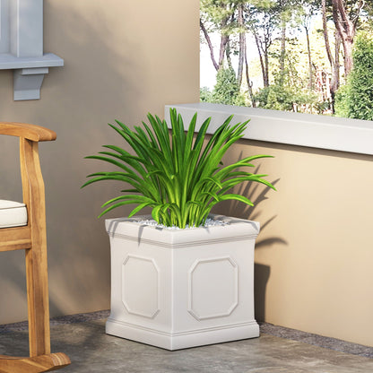 Durable Planter by HouseOfZazla, white paneled planter with lush green plant on Tampa Home & Garden Store