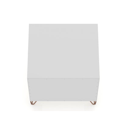 White two-drawer accent nightstand with copper-toned curved metal legs by HouseOfZazla on Tampa Home & Garden Store