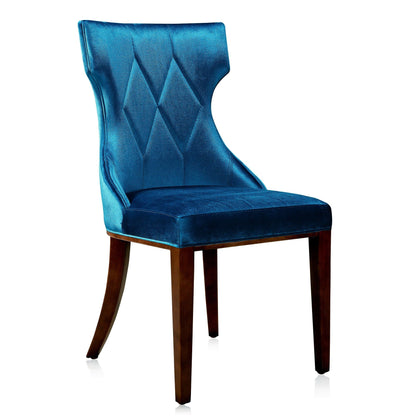 Reine blue velvet dining chair with diamond tufting back and solid wood legs HouseOfZazla on Tampa Home & Garden Store
