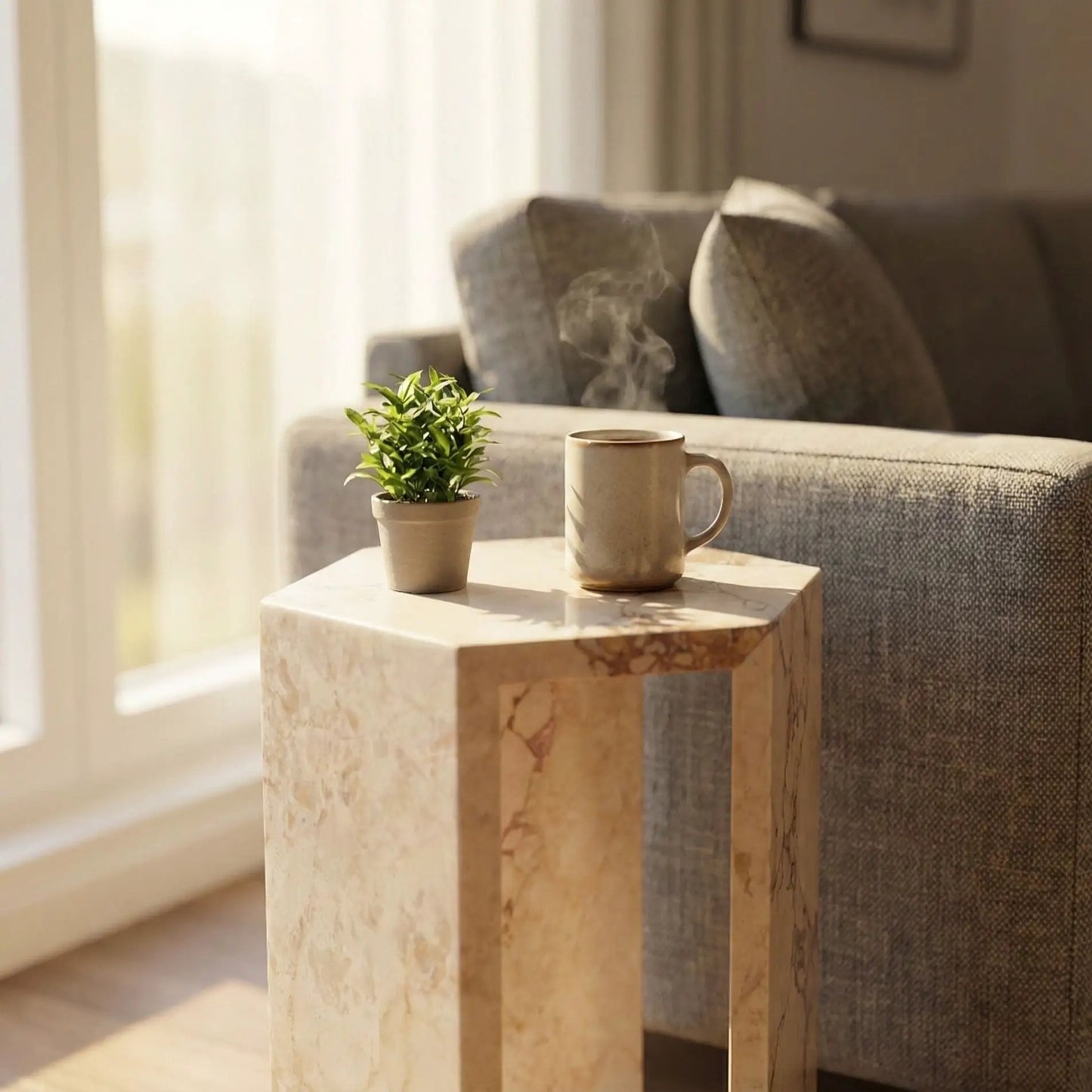 Hexagon Side Table in Modern Minimalist Style