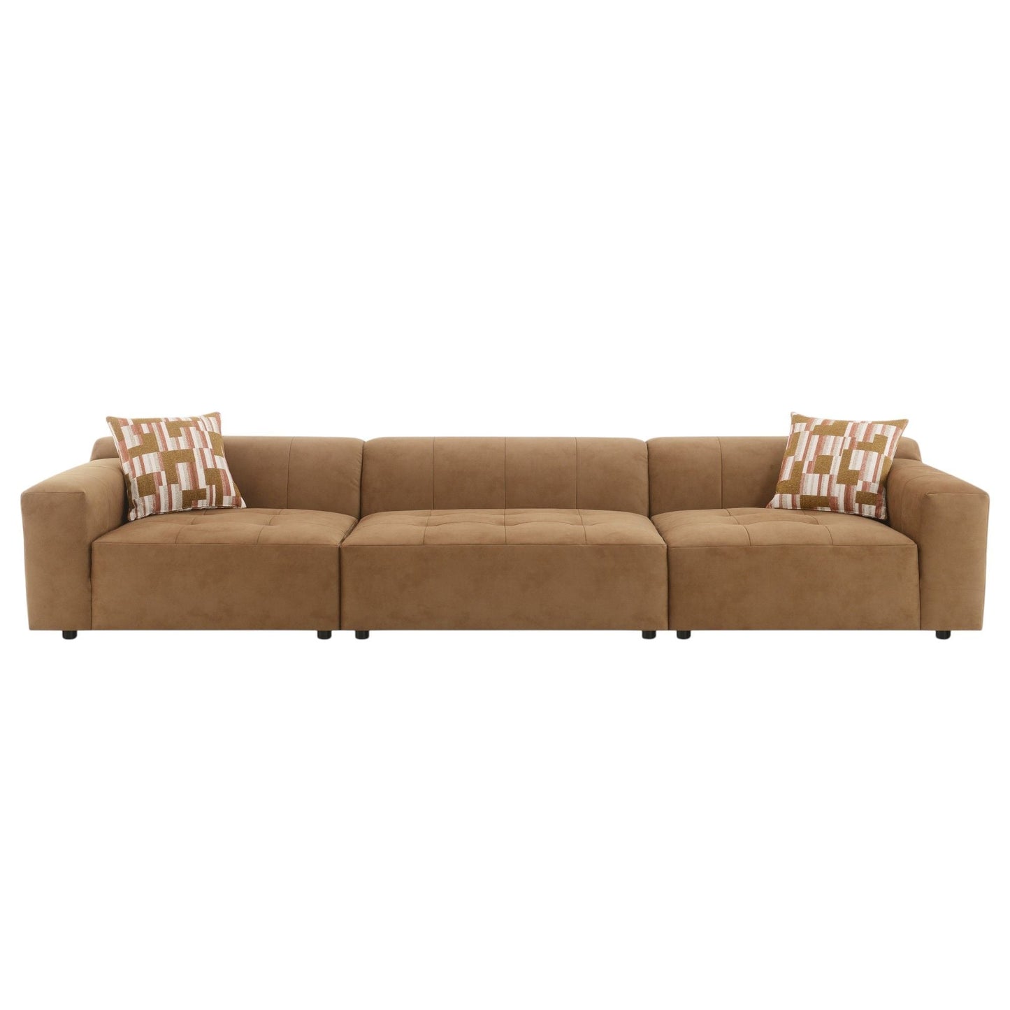 Modular Sofa with Chocolate Cushions and Pillows