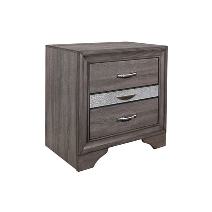 Ryder Sparkle Nightstand Gray With Three Drawers