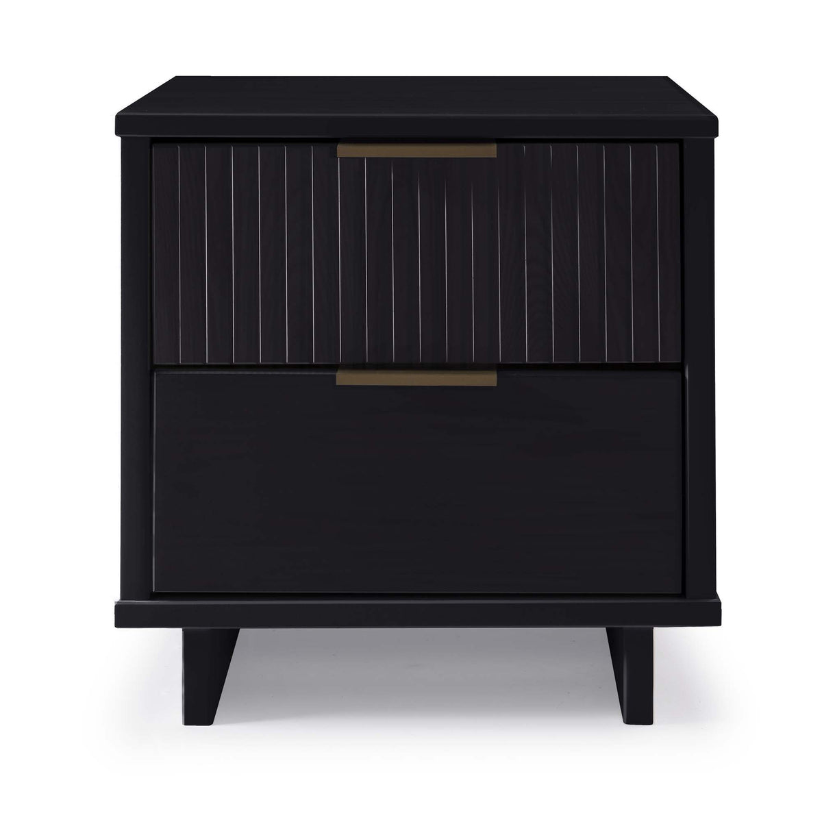 Granville Nightstand with 2 drawers in black solid wood with brass pull by HouseOfZazla on Tampa Home & Garden Store