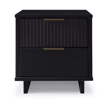 Granville Nightstand with 2 drawers in black solid wood with brass pull by HouseOfZazla on Tampa Home & Garden Store