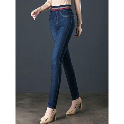 Elastic Waist Autumn And Winter Plus Velvet Padded Jeans in dark blue denim by FLIPSTYLEZLLC on Tampa Home & Garden Store