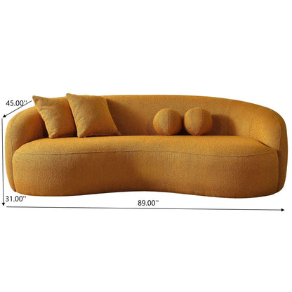 Drake Japandi Style Curvy Boucle Sofa, orange boucle, stationary by Unique Piece Furniture on Tampa Home & Garden Store