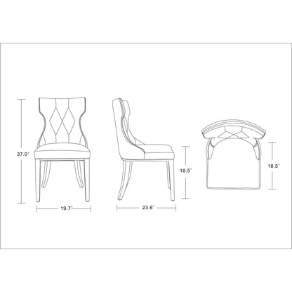 HouseOfZazla Reine dining chair set of 2 with solid wood frame, diamond tufted back on Tampa Home & Garden Store