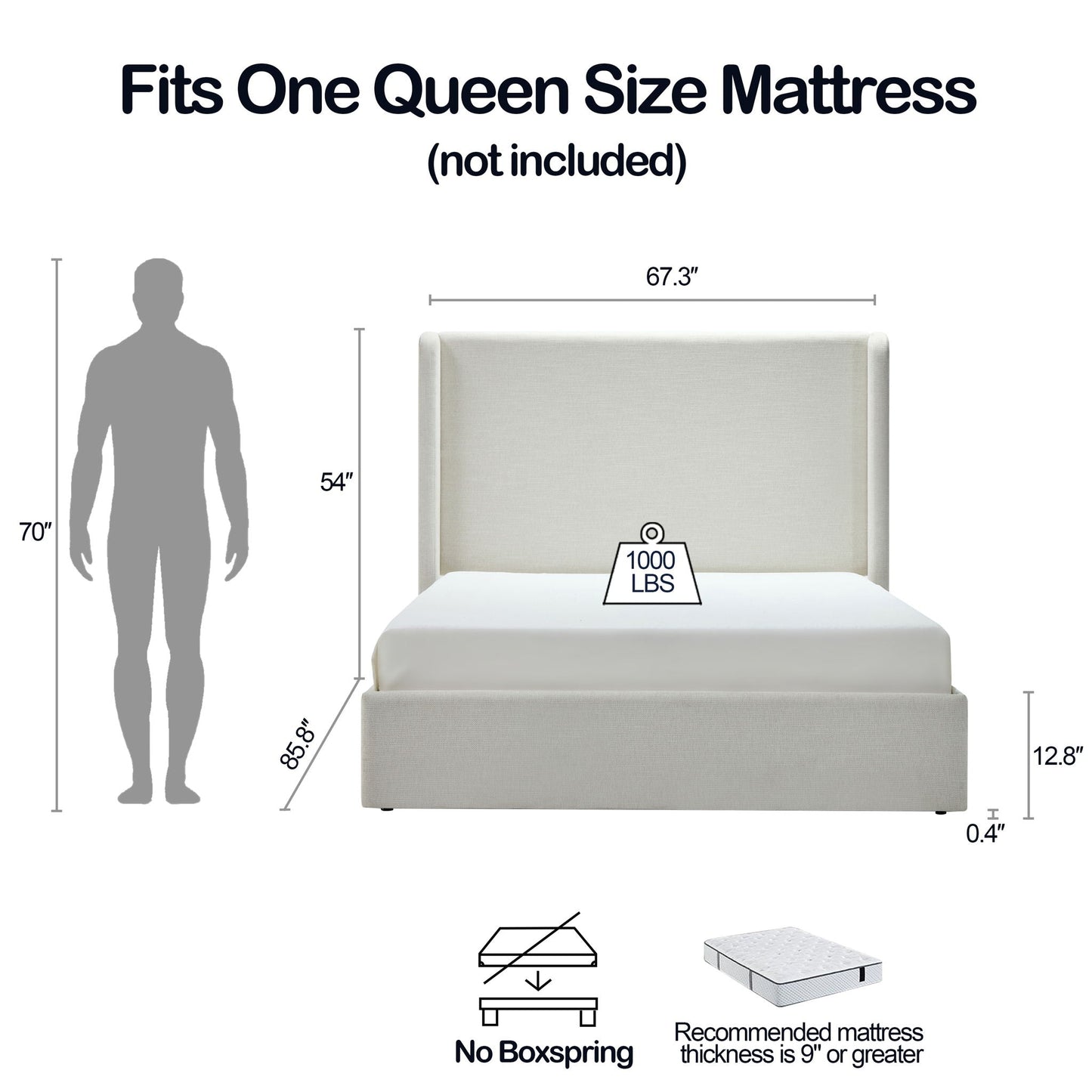 Carmen Upholstered Wingback Bed and Headboard