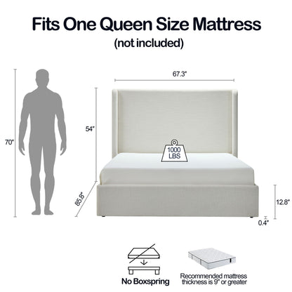 Carmen Upholstered Wingback Bed and Headboard
