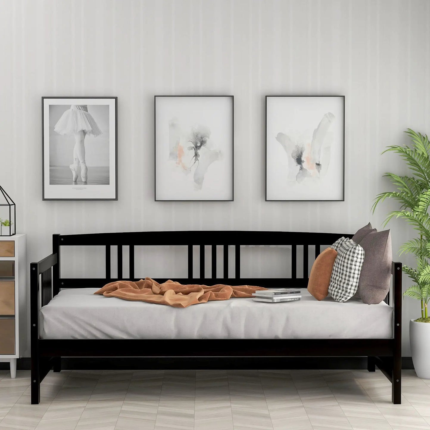 Multifunctional Modern Daybed storage bed in black metal frame with clean lines on Tampa Home & Garden Store