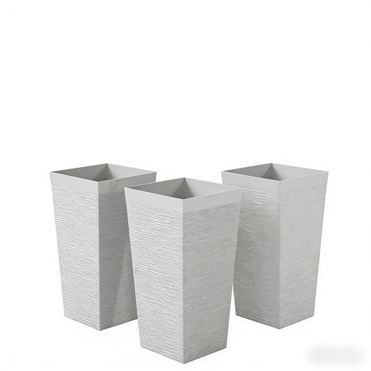 HouseOfZazla stackable tapered planters set of 3 outdoor planters in textured gray finish on Tampa Home & Garden Store
